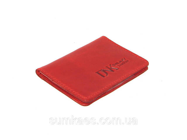 Шкіряна міні обкладинка для документів (ID-паспорт) DNK mini okno H червона - Фото 2