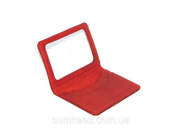Шкіряна міні обкладинка для документів (ID-паспорт) DNK mini okno H червона - Фото 4