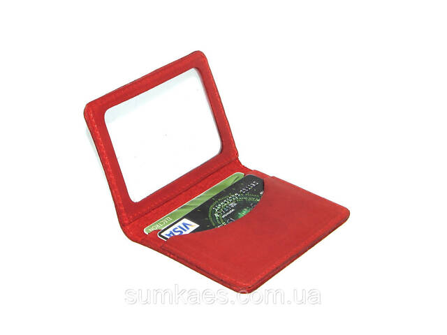 Шкіряна міні обкладинка для документів (ID-паспорт) DNK mini okno H червона - Фото 5