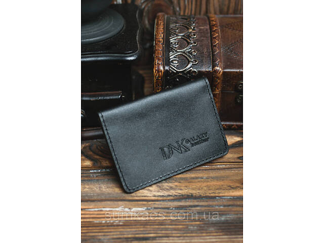 Шкіряна міні обкладинка для документів (ID-паспорт) DNK mini okno R чорна - Фото 1