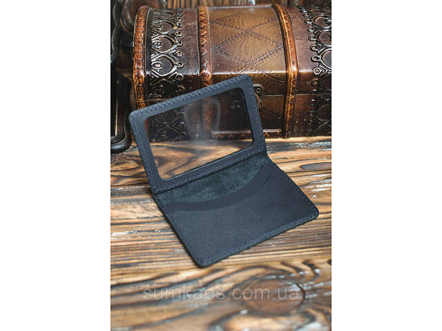 Шкіряна міні обкладинка для документів (ID-паспорт) DNK mini okno R синя - Фото 3