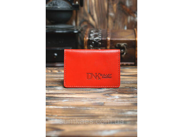 Шкіряна міні обкладинка для документів (ID-паспорт) DNK mini okno R червона - Фото 3