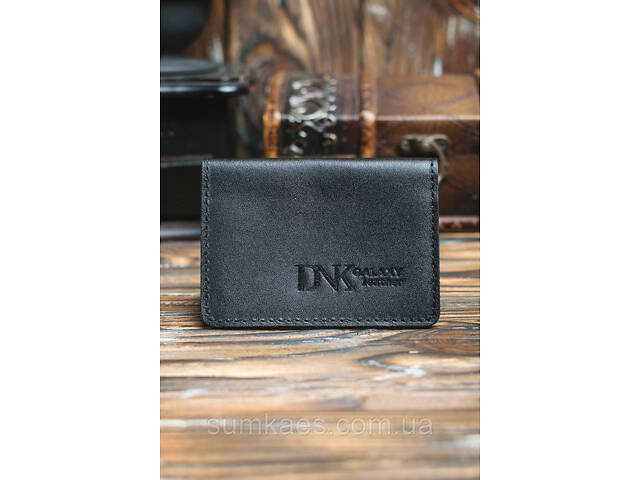 Шкіряна міні обкладинка для документів (ID-паспорт) DNK mini okno R чорна - Фото 4