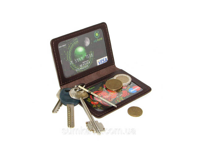 Шкіряна обкладинка для документів (ID-паспорт) DNK mini doc R коричнева - Фото 6