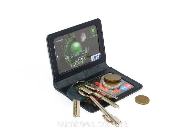 Шкіряна обкладинка для документів (ID-паспорт) DNK mini doc R темно-синя - Фото 7