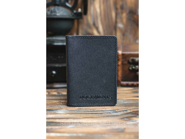 Шкіряна обкладинка для документів (ID-паспорт) DNK mini doc R темно-синя - Фото 3