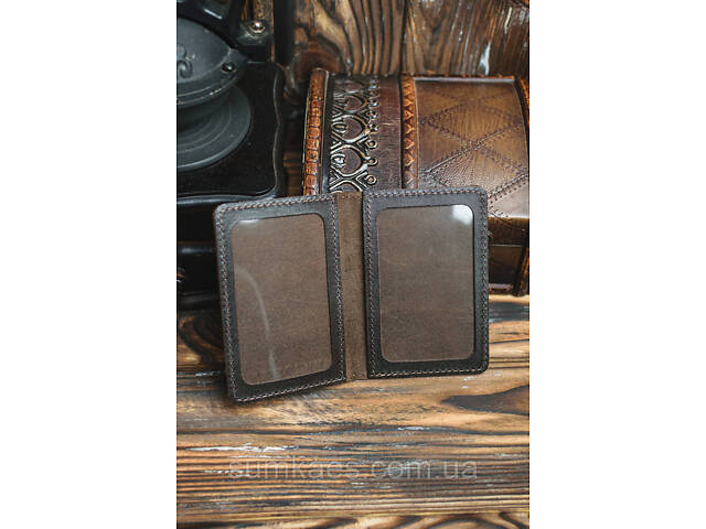 Шкіряна обкладинка для документів (ID-паспорт) DNK mini doc R коричнева - Фото 4