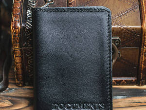 Шкіряна обкладинка для документів (ID-паспорт) DNK mini doc R чорна