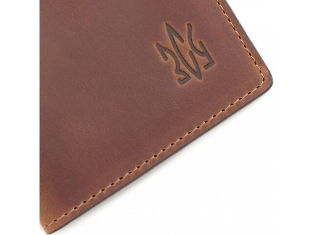 Шкіряна обкладинка для військового квитка ЗСУ Grande Pelle 257123 Рудий - Фото 4