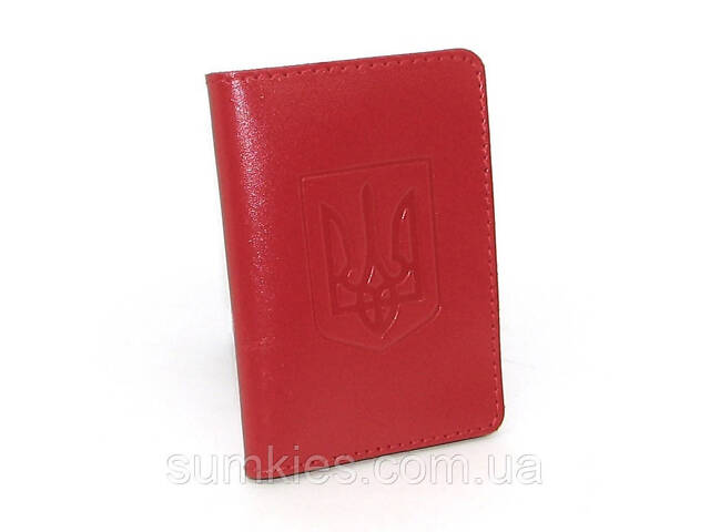 Шкіряна обкладинка герб червона на права, ID паспорт, для водійського посвідчення, тех талон, банківські картки, проїздний - Фото 2