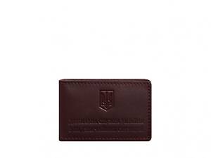 Кожаная обложка на удостоверение ГСЧС BlankNote с карманом бордовая.