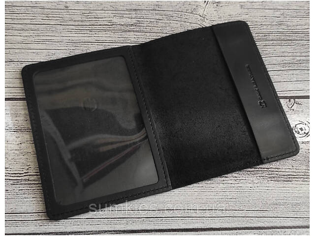 Шкіряна обкладинка посвідчення УБД і посвідчення офіцера обкладинки набір чорний - Фото 6