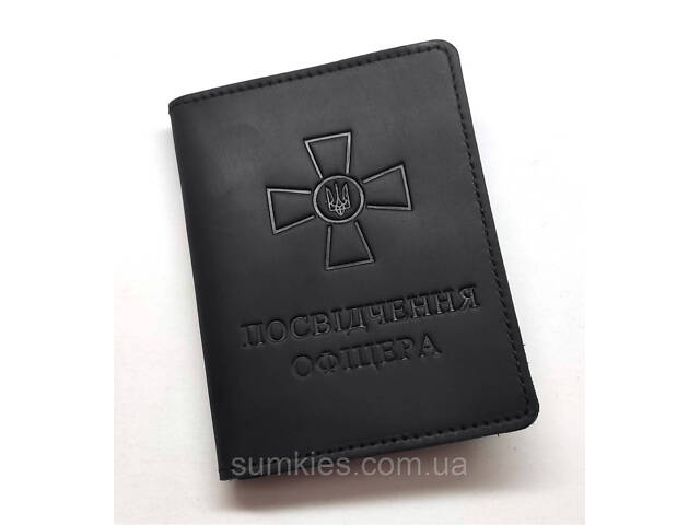 Шкіряна обкладинка посвідчення УБД і посвідчення офіцера обкладинки набір чорний - Фото 5