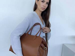 Кожаная рыжая сумка италия , большая в натуральной коже , обьемная TS00385