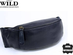 Кожаная сумка на пояс Always Wild синяя