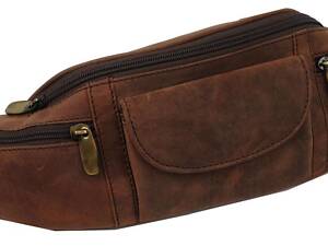 Кожаная сумка на пояс, бананка Always, коричневая