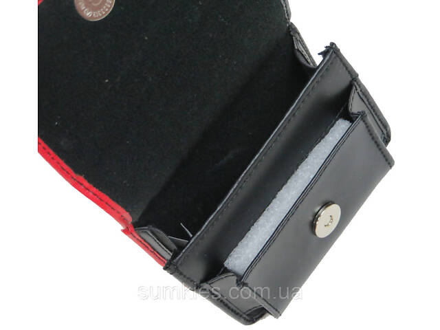 Шкіряна сумка на ремінь для запальнички, інших дрібниць Fouquet чорна з червоним - Фото 8