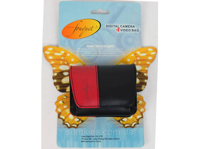 Шкіряна сумка на ремінь для запальнички, інших дрібниць Fouquet чорна з червоним - Фото 9