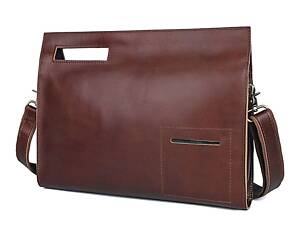 Кожаная сумка-папка портфолио органайзер мессенджер John McDee A0011XS 30.5 × 25.5 × 5.5 Коричневый
