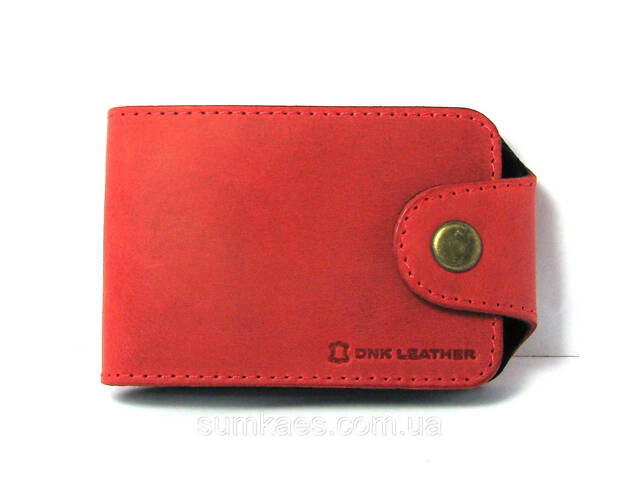 Кожаная визитница красная обложка для визиток, проездных документов, дисконтых карт натуральная кожа - Фото 2