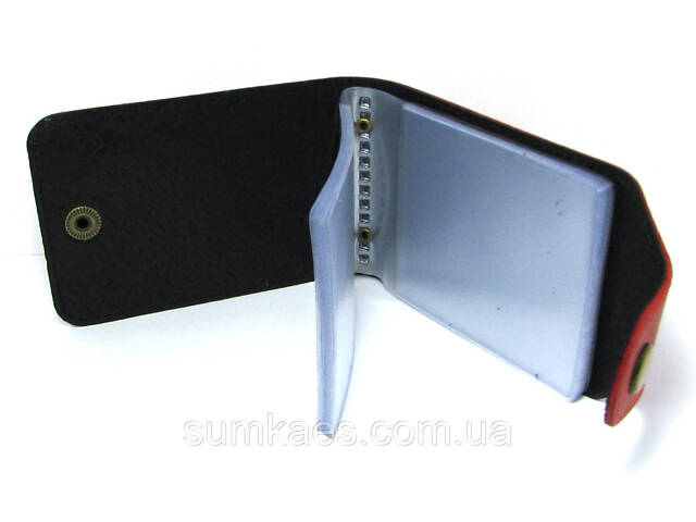 Кожаная визитница красная обложка для визиток, проездных документов, дисконтых карт натуральная кожа - Фото 3