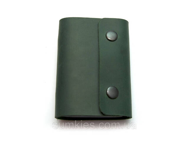 Шкіряна зелена візитниця книжка на дві кнопки Gofin SKG-10034 - Фото 1