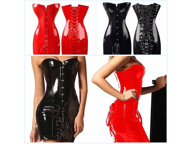 Кожаное корсетное платье - Фото 1