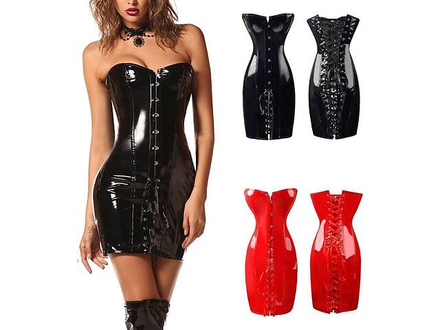 Кожаное корсетное платье - Фото 2
