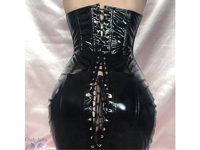 Кожаное корсетное платье - Фото 7