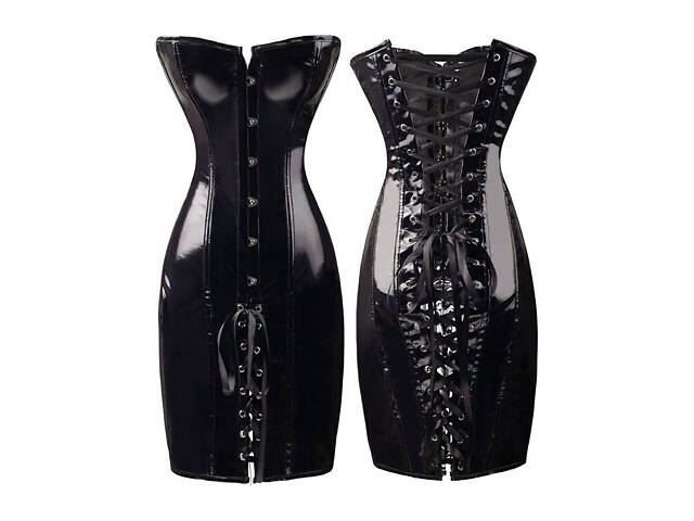 Кожаное корсетное платье - Фото 8