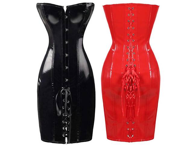 Кожаное корсетное платье - Фото 9