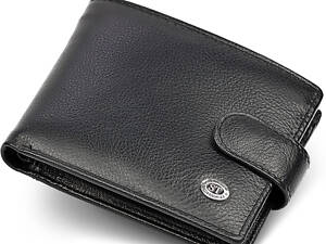 Шкіряне чоловіче портмоне на кнопці ST Leather ST-104-1 чорний