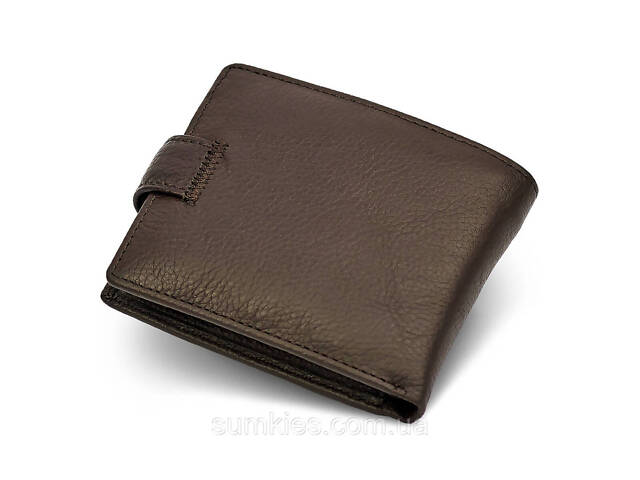 Шкіряне чоловіче портмоне на кнопці ST Leather ST104 Коричневе - Фото 3