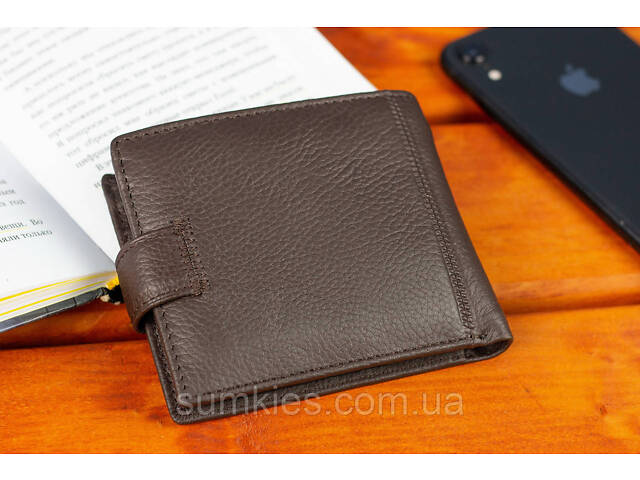 Шкіряне чоловіче портмоне на кнопці ST Leather ST104 Коричневе - Фото 8