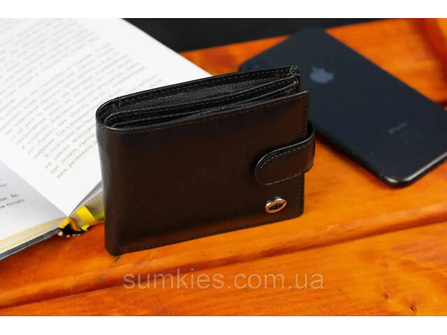 Шкіряне чоловіче портмоне на кнопці ST Leather ST-104-1 чорний - Фото 9