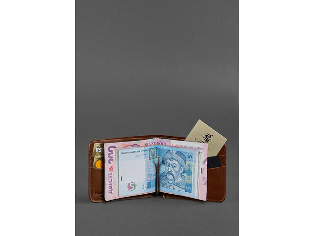 Шкіряний портмоне 4.4 (з затискачем) світло-коричневий Crazy Horse BlankNote - Фото 2