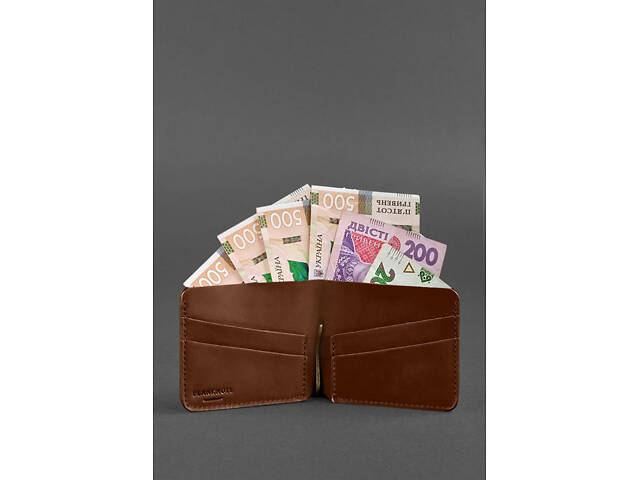 Шкіряний портмоне 4.4 (з затискачем) світло-коричневий Crazy Horse BlankNote - Фото 3