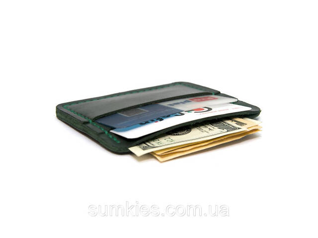 Шкіряне зелене портмоне-кард кейс Gofin SKG-10025 - Фото 4