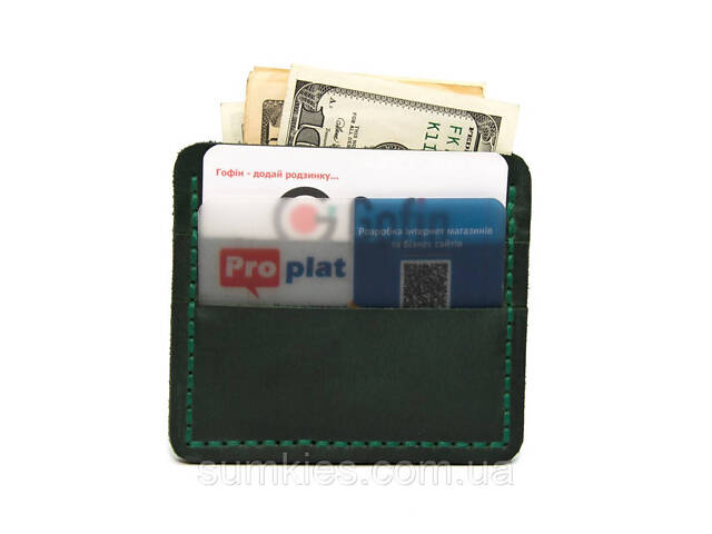 Шкіряне зелене портмоне-кард кейс Gofin SKG-10025 - Фото 5