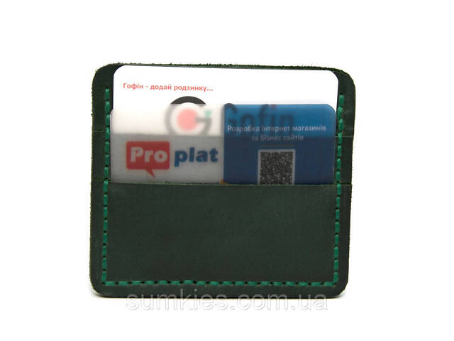 Шкіряне зелене портмоне-кард кейс Gofin SKG-10025 - Фото 6