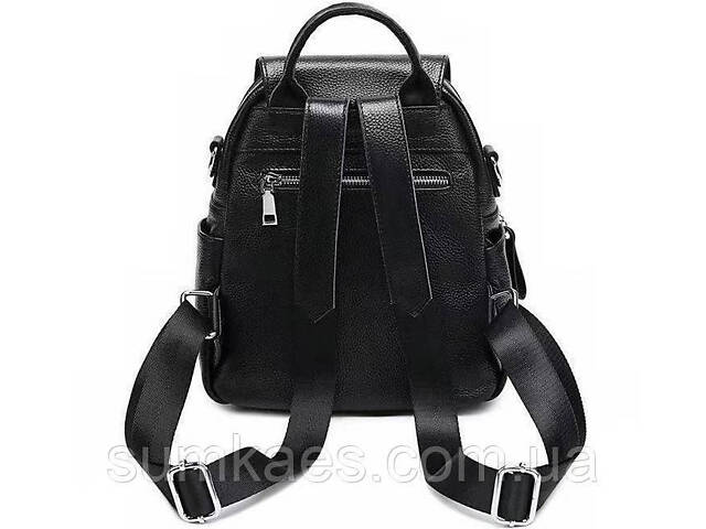 Шкіряний жіночий рюкзак сумка чорний, сумка-рюкзак шкіряна жіноча - Фото 2