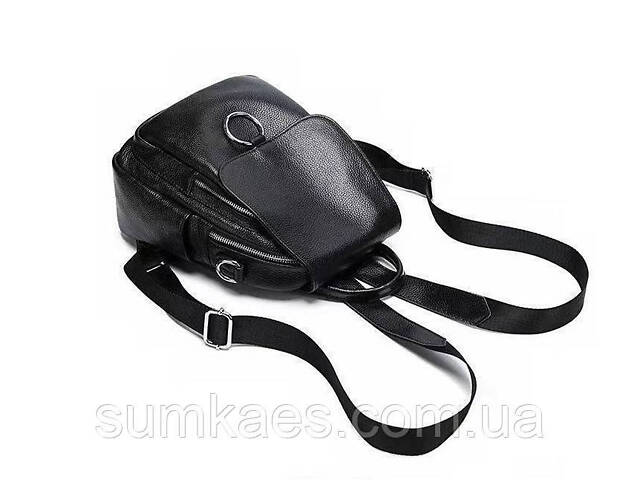 Шкіряний жіночий рюкзак сумка чорний, сумка-рюкзак шкіряна жіноча - Фото 4