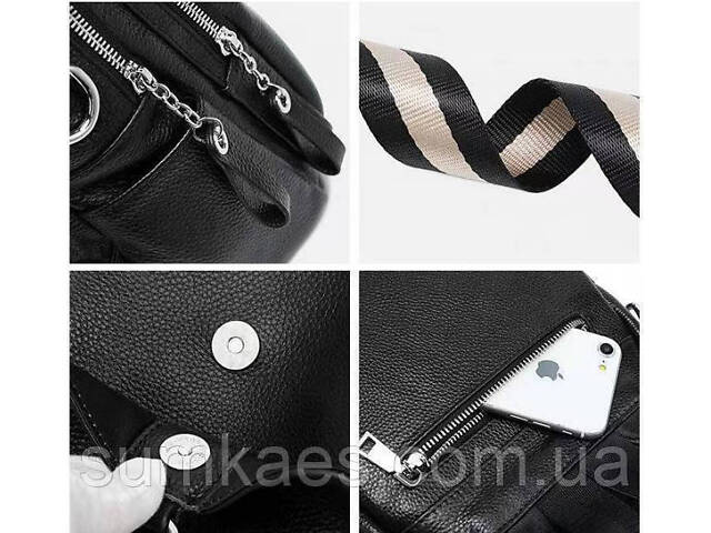 Шкіряний жіночий рюкзак сумка чорний, сумка-рюкзак шкіряна жіноча - Фото 7