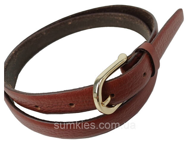 Шкіряний жіночий ремінь LS бордовий ширина 1,8 см - Фото 5