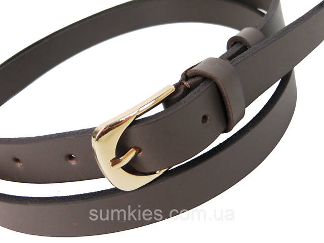 Шкіряний жіночий ремінь Skipper 1631-20 темно-коричневий 2 см - Фото 3
