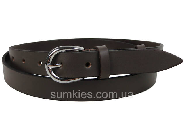 Шкіряний жіночий ремінь Skipper темно-коричневий, ширина 2,5 см - Фото 1