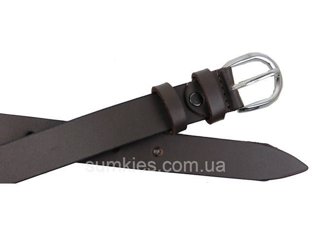 Шкіряний жіночий ремінь Skipper темно-коричневий, ширина 2,5 см - Фото 2