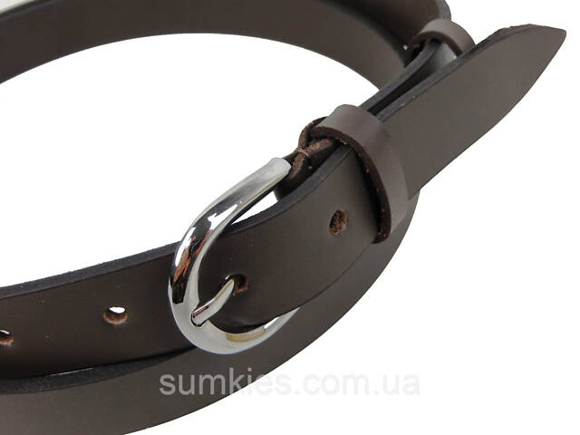 Шкіряний жіночий ремінь Skipper темно-коричневий, ширина 2,5 см - Фото 3