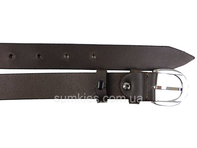 Шкіряний жіночий ремінь Skipper темно-коричневий, ширина 2,5 см - Фото 4