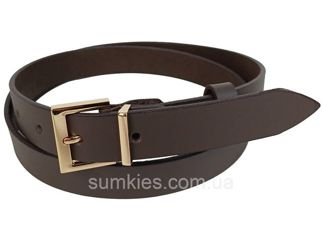 Шкіряний жіночий ремінь Skipper темно-коричневий, ширина 3 см - Фото 2